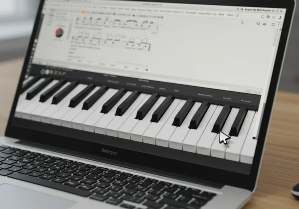 Screenshot of a virtual piano keyboard on a computer screen.