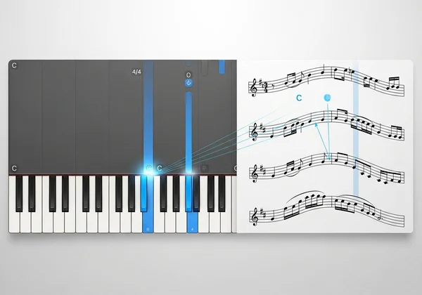 Integrated piano and sheet music display