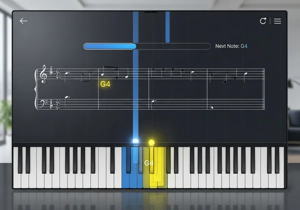 Interactive online piano lesson mode interface
